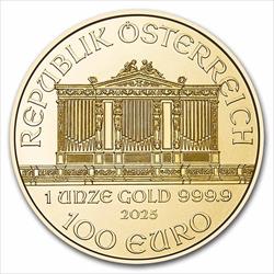 2025 100 Euro 1oz. Austrian Gold Philharmonic, BU 