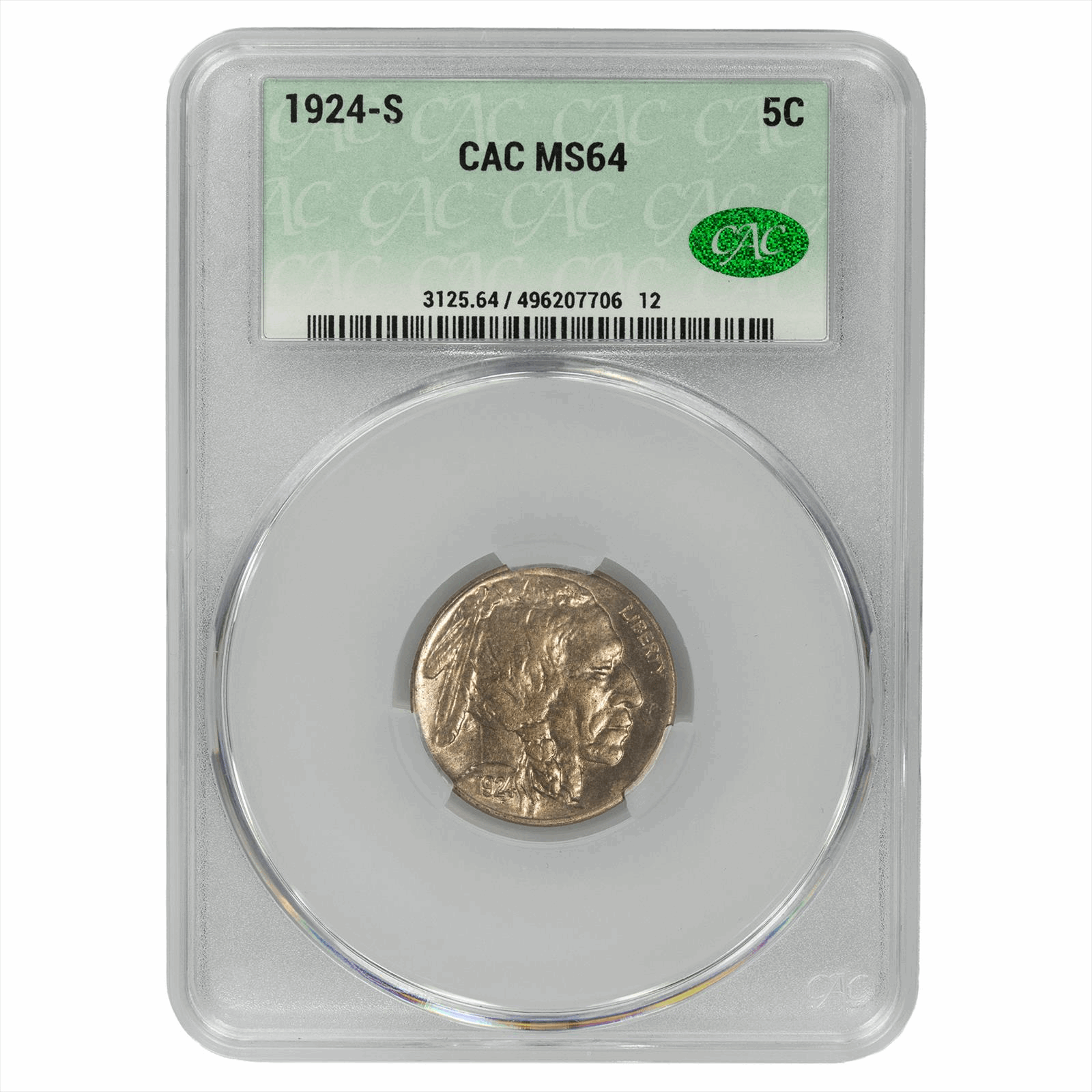 1924-S Buffalo Nickel 5C CACG MS 64 CAC