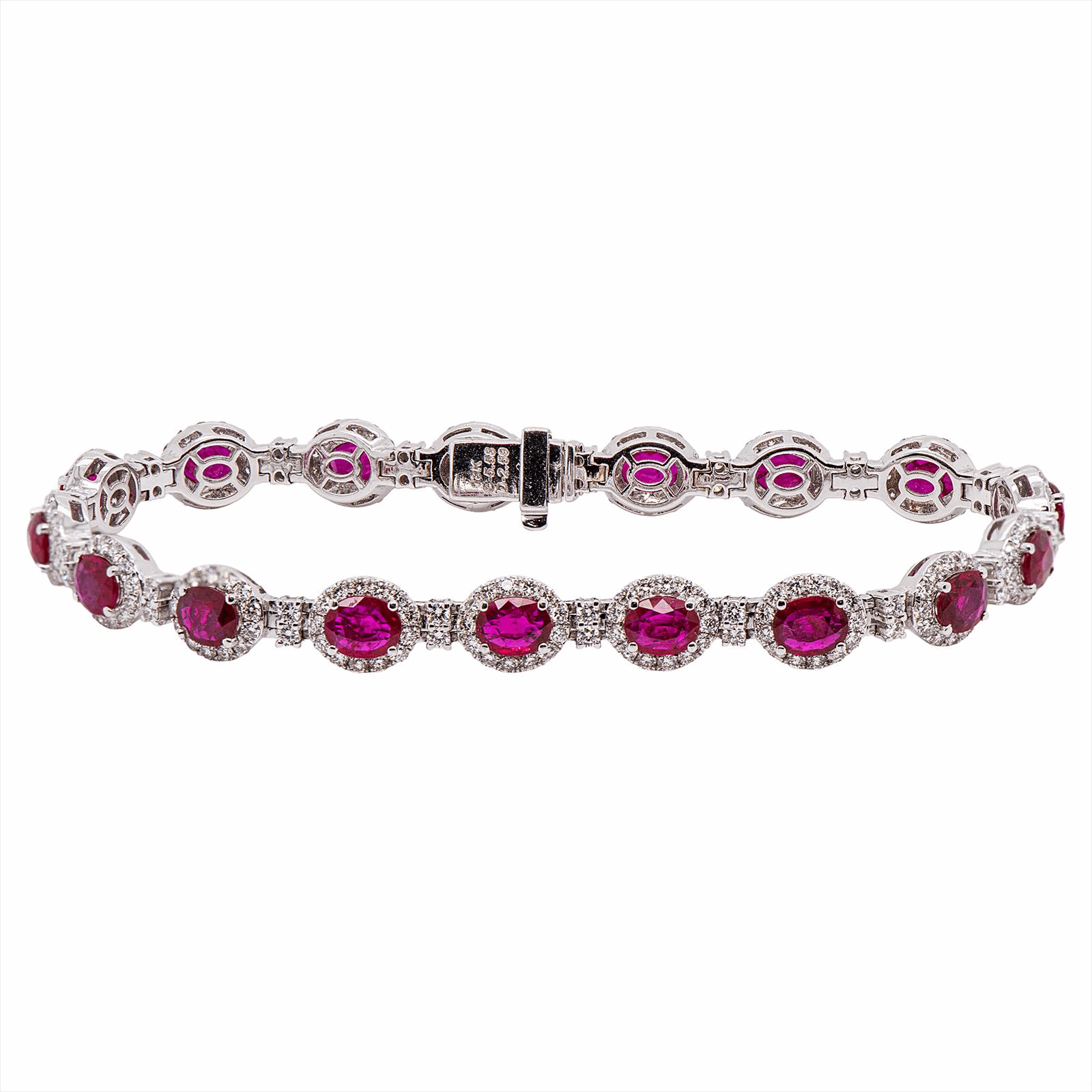 18KW Ruby Diamond Bracelet - 5.58CT Ruby - 2.59CT Dia GH, VS - 7 Inch 