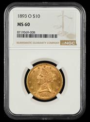 1893 O $10 Gold NGC MS60