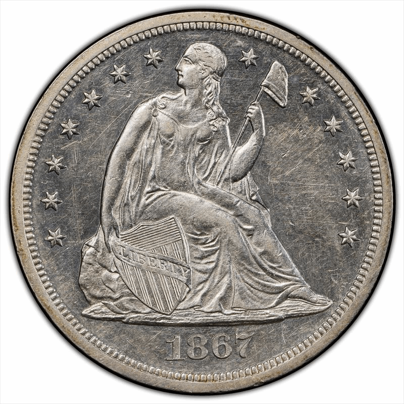 1867 $1 PCGS AU55