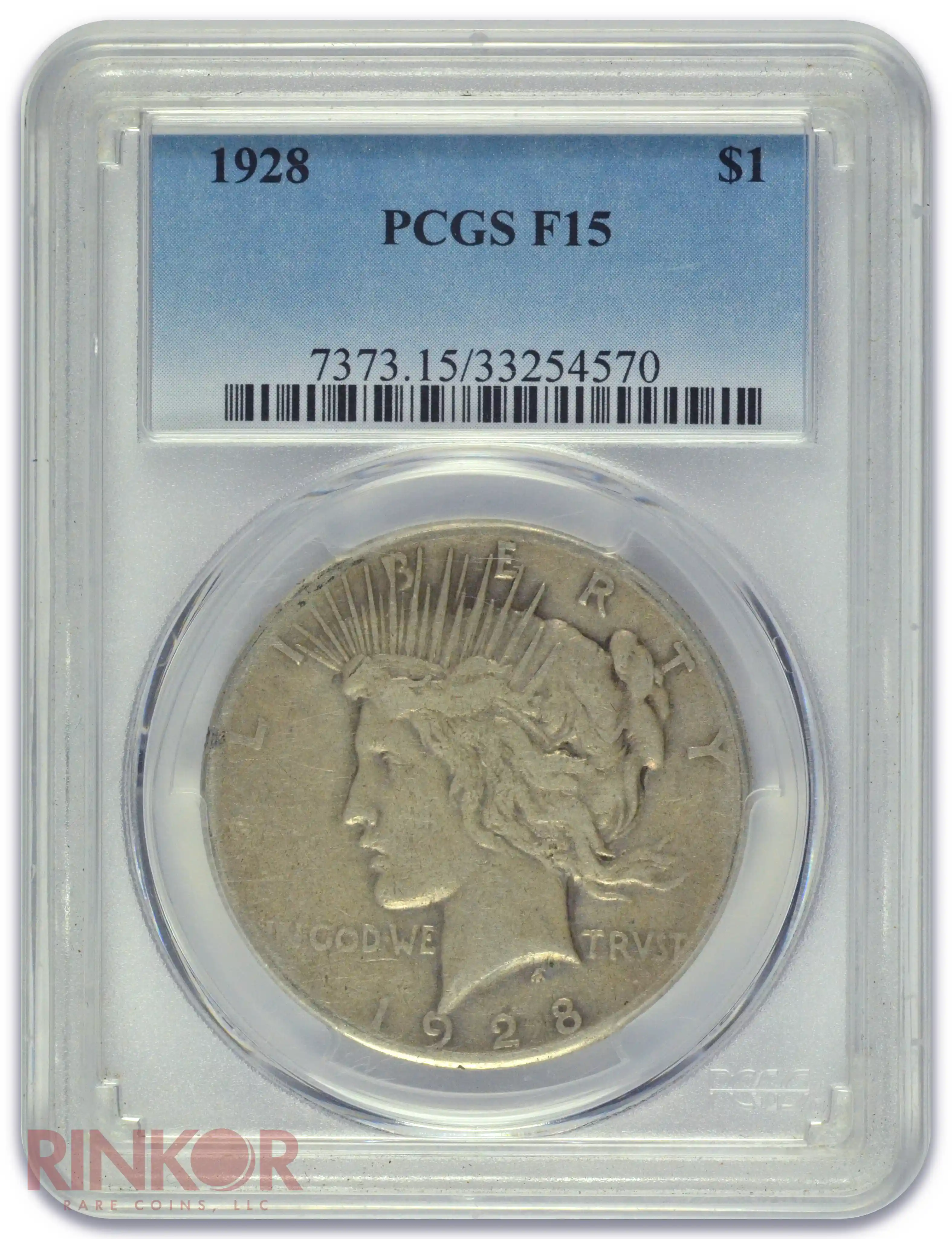 1928 $1 Peace Dollar PCGS F-15