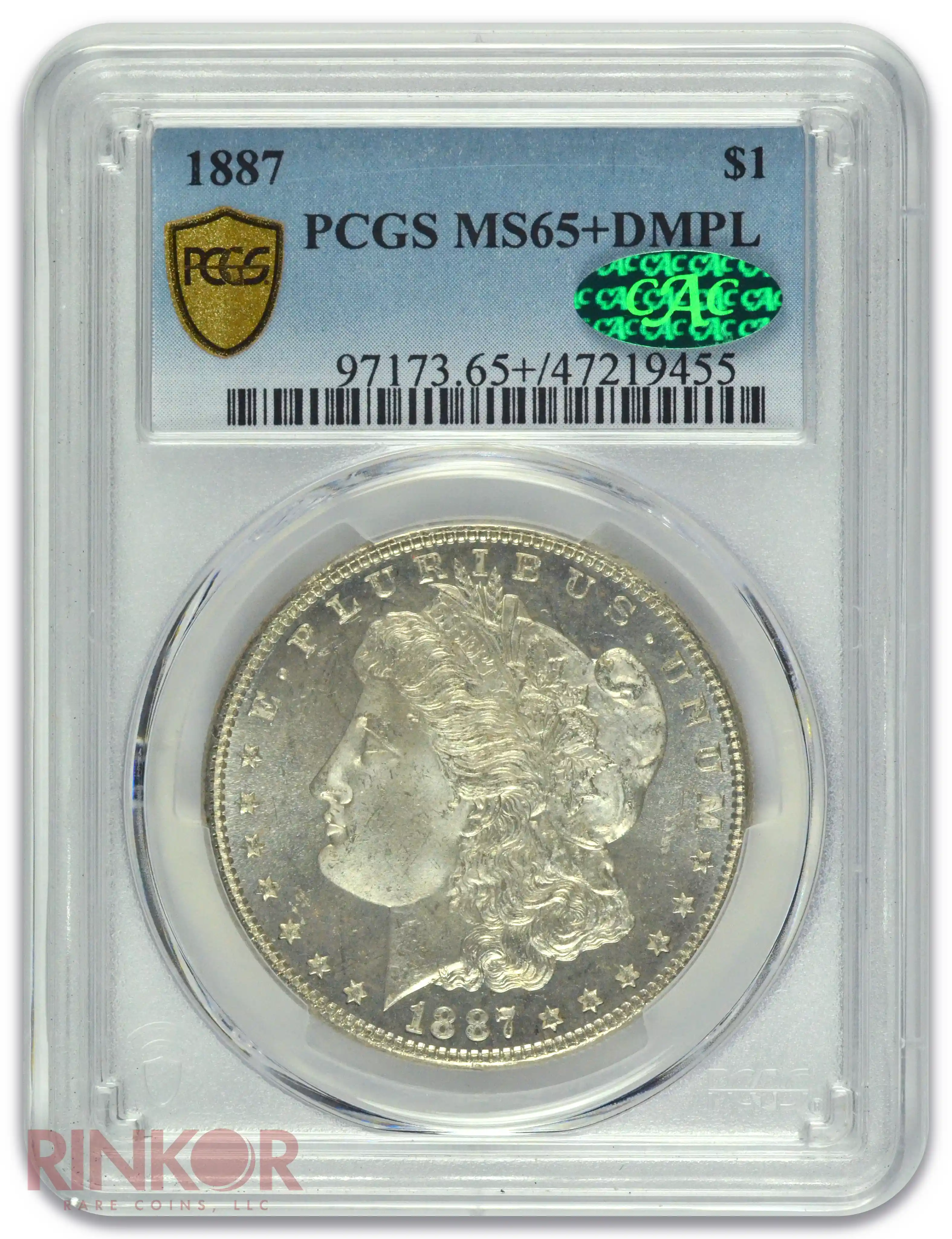 1887 $1 PCGS MS 65+ DMPL CAC