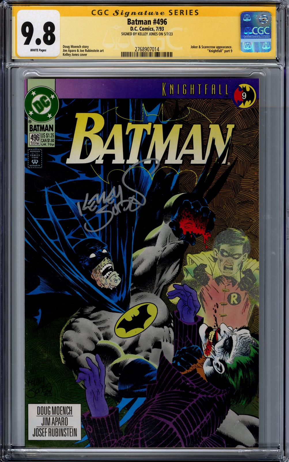 Batman #496 CGC Signature Series 9.8 (D.C., 1993) Signed by Kelley Jones 