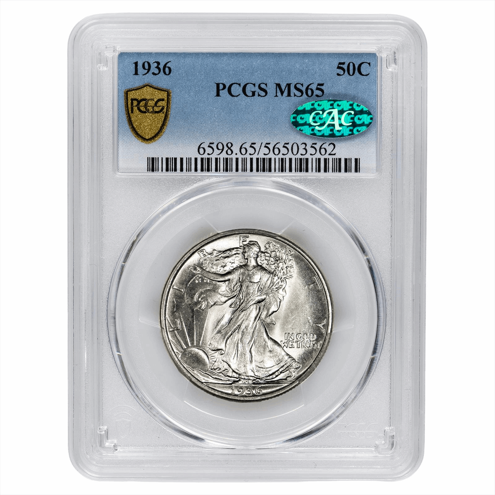 1936 Walking Liberty Half Dollar 50C PCGS MS 65 CAC