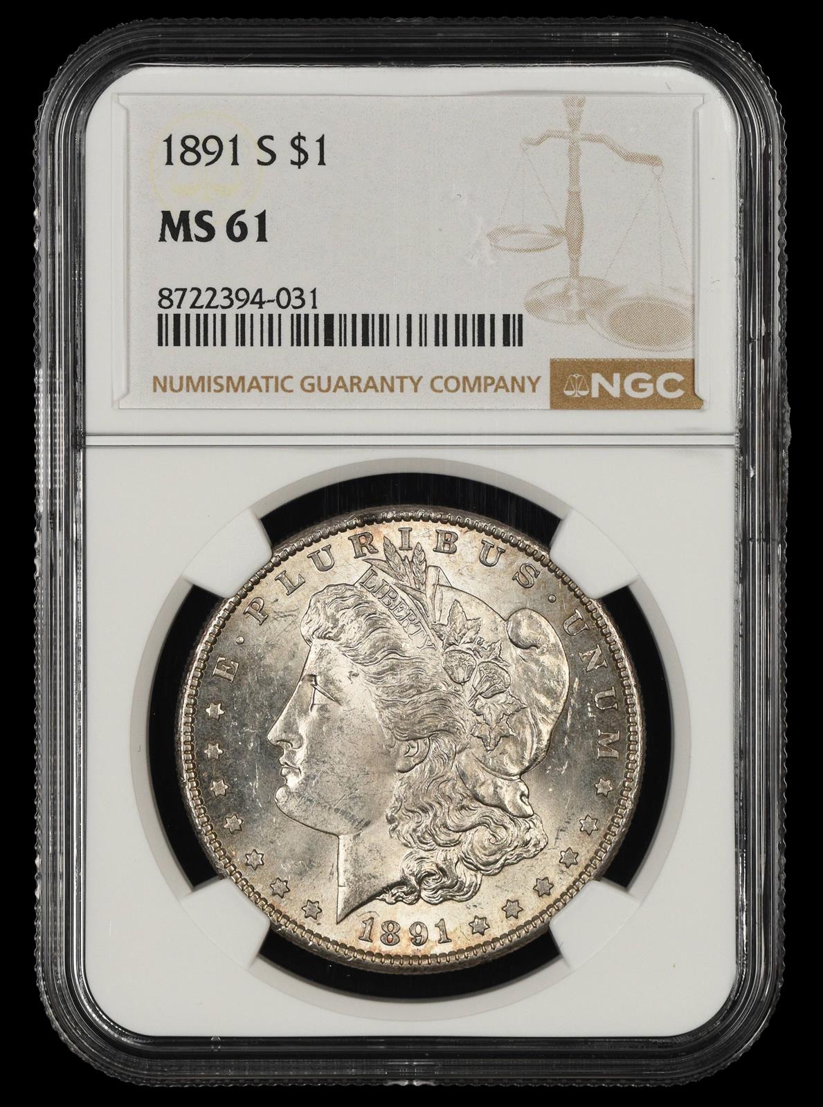 1891 S $1 NGC MS 61