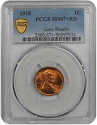 1918 Lincoln PCGS RD 67+