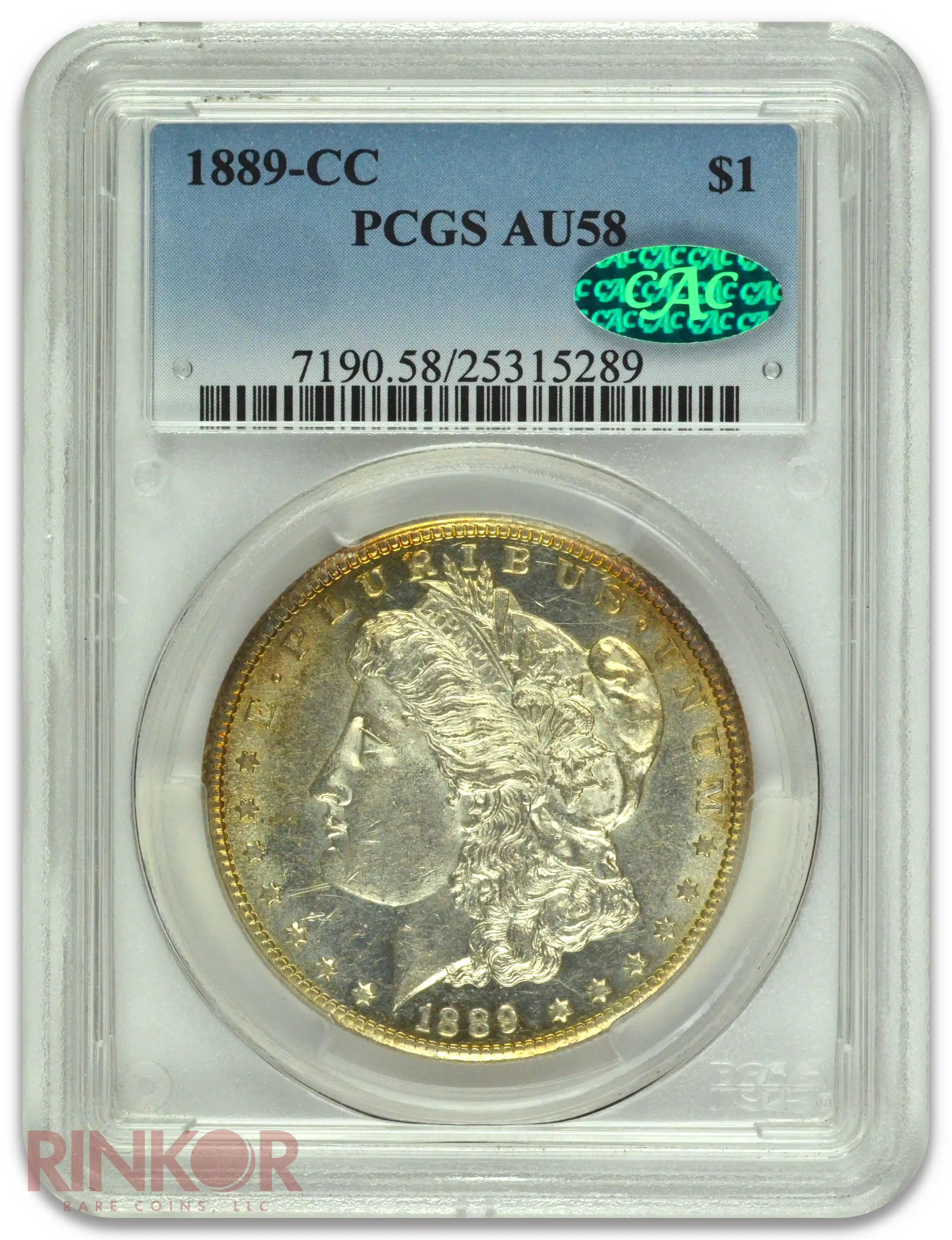 1889-CC $1 Morgan Dollar PCGS AU-58 CAC
