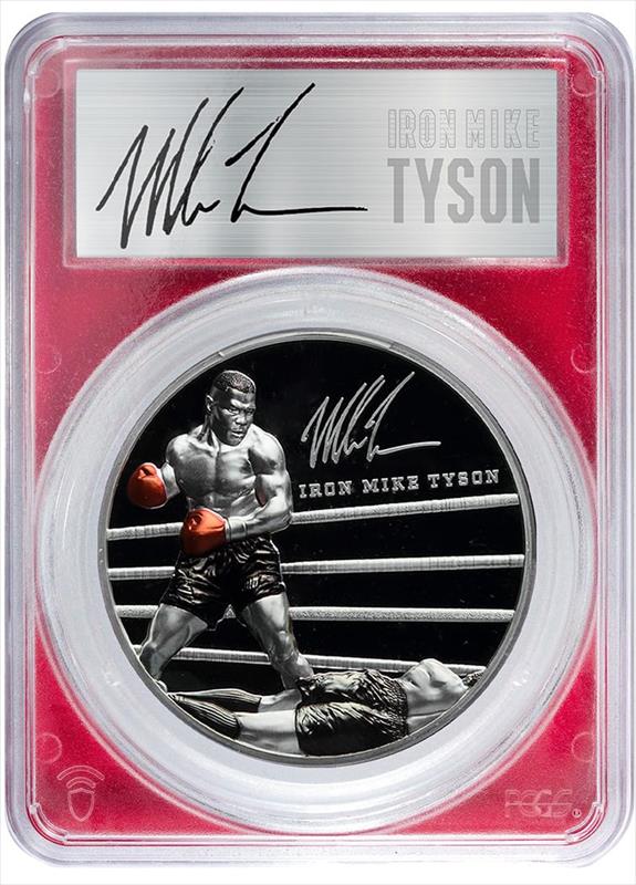 Mike Tyson 2023 5oz Pure Silver Signature Coin High Relief Autographed PCGS 