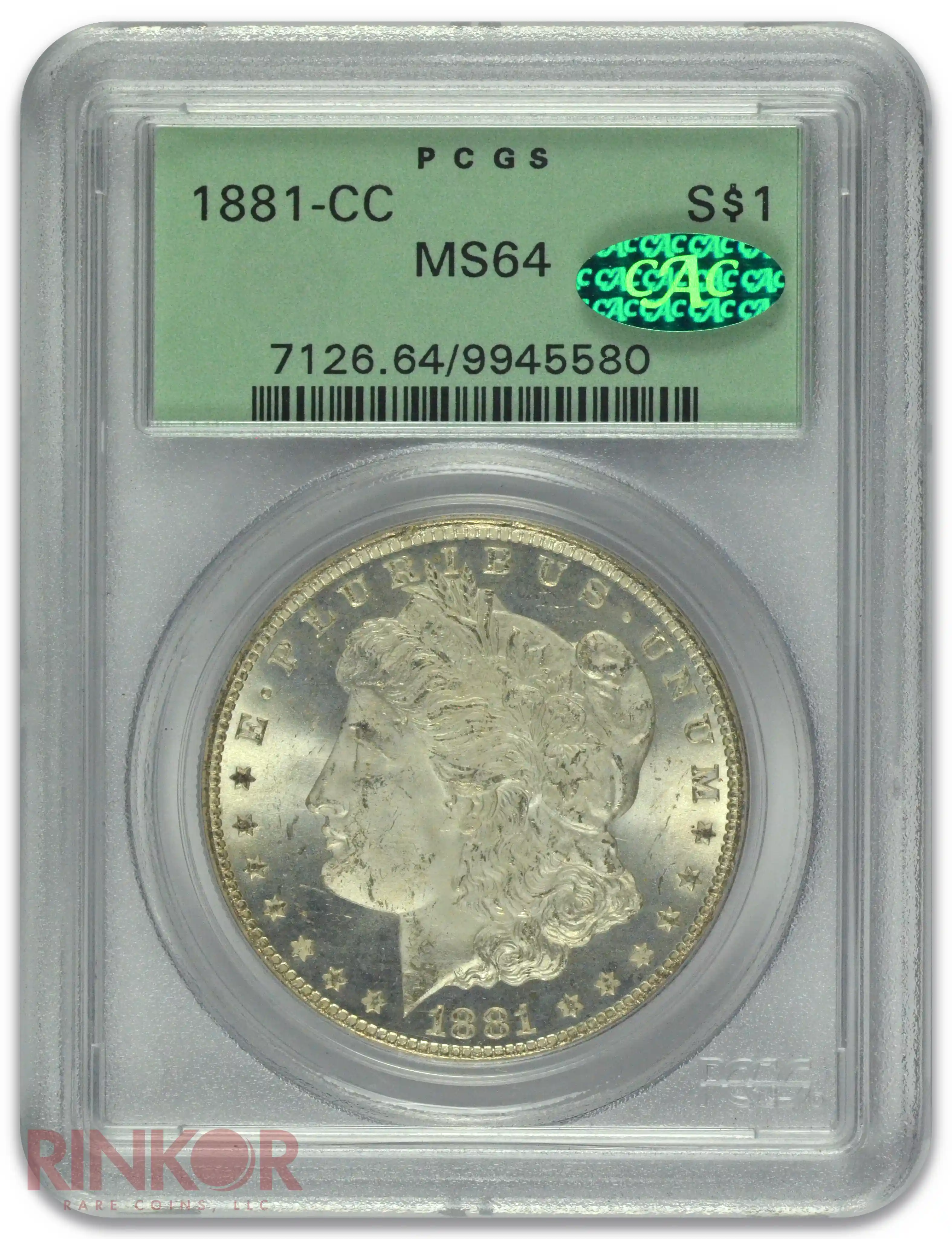 1881-CC $1 Morgan Dollar PCGS MS 64 CAC