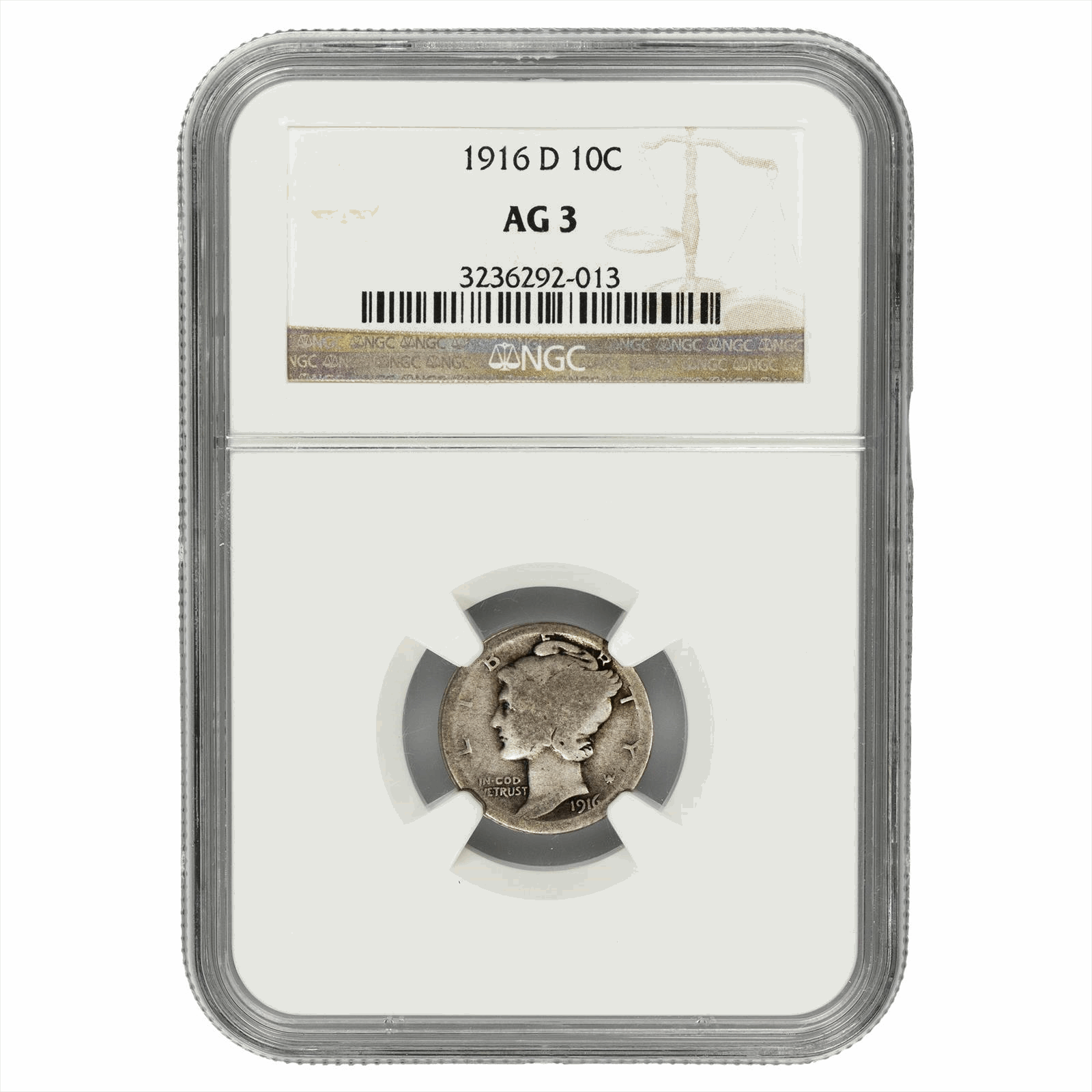 1916-D Mercury Dime 10C NGC AG 03 