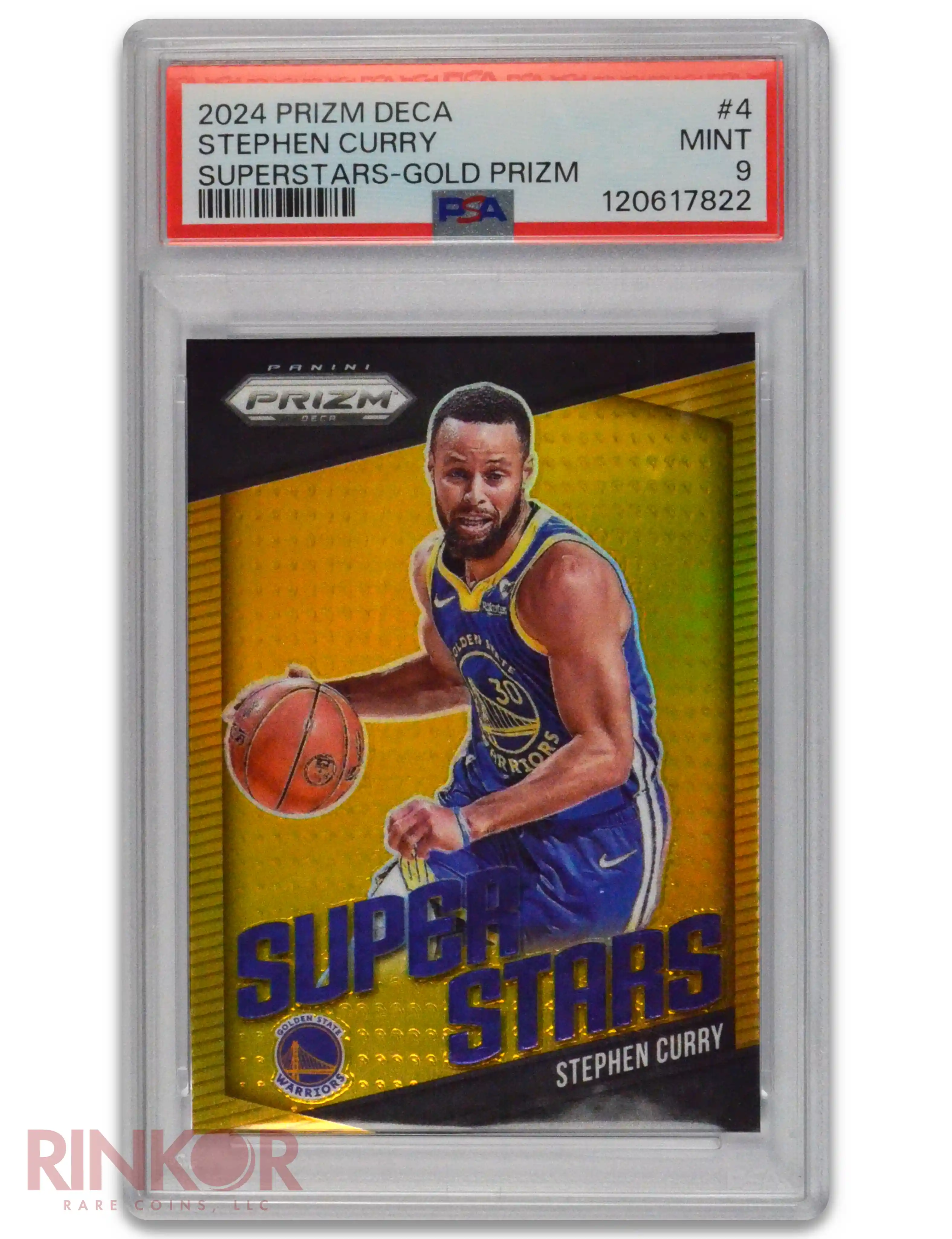 2024 Panini Prizm Deca Superstars Stephen Curry /10 Gold Prizm #4 PSA