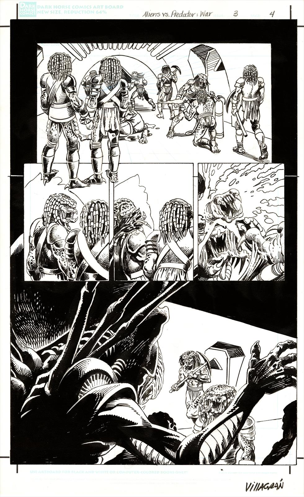 Alien vs Predator War #3 Page 4 Artist:  Jim Hall (Penciller) ,  Ricardo Villagrain (Inker) Media Type: Pen and Ink Art Type: Interior Page 
