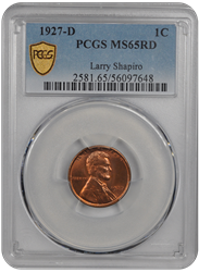 1927-D Lincoln PCGS RD 65