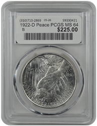 1922-D Peace PCGS MS 64
