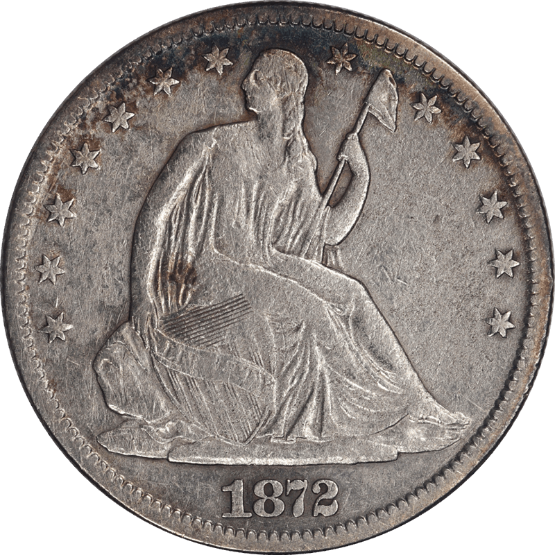 1872-CC Seated Liberty Half Dollar, Raw Very Fine - Corrosion Removed