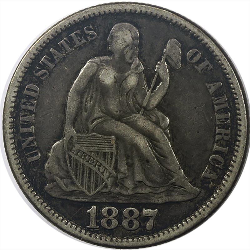 Love Token on 1887 Seated Liberty Dime 
