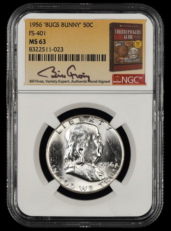 1956 Bugs Bunny 50c FS-401 Bill Fivaz Signature Label NGC  MS63