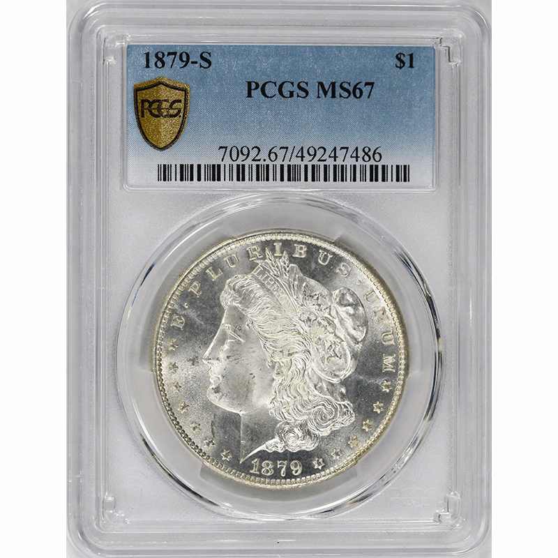 1879-S $1 Morgan Silver Dollar - PCGS MS67 - Blast White Coin