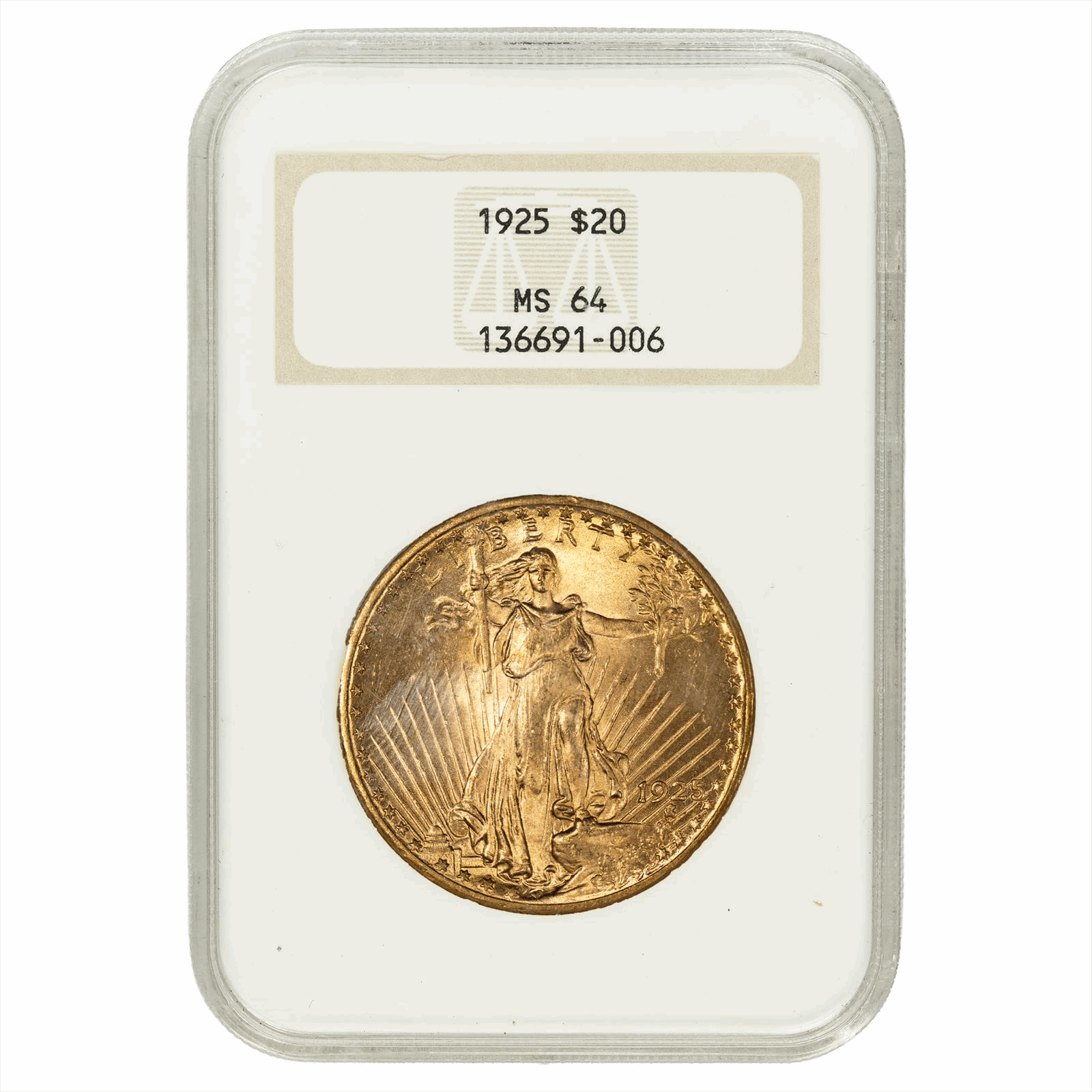1925 St Gaudens Gold Double Eagle $20 NGC MS 64