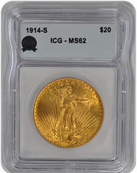 1914-S Liberty $20 ICG  MS 62