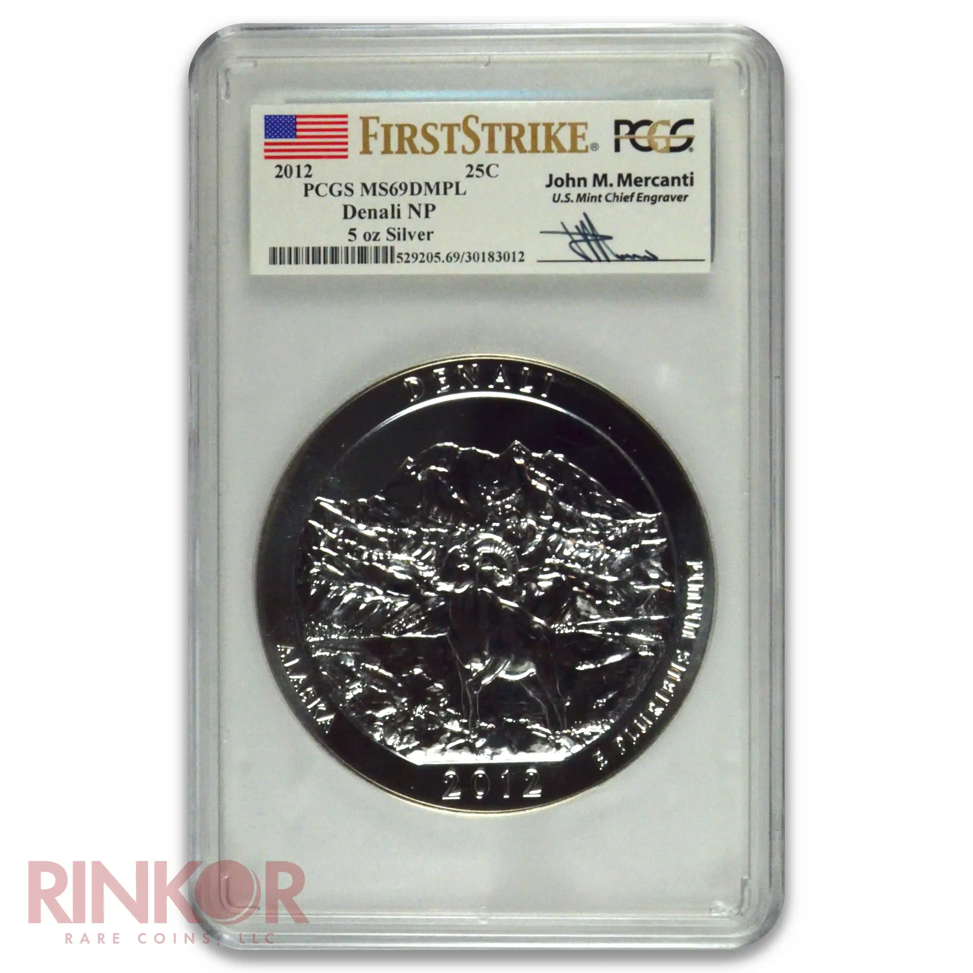 2012 5oz America the Beautiful Denali First Strike Mercanti PCGS MS 69 DMPL