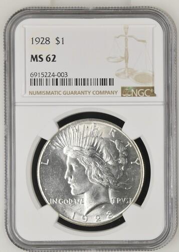 1928 $1 NGC MS62