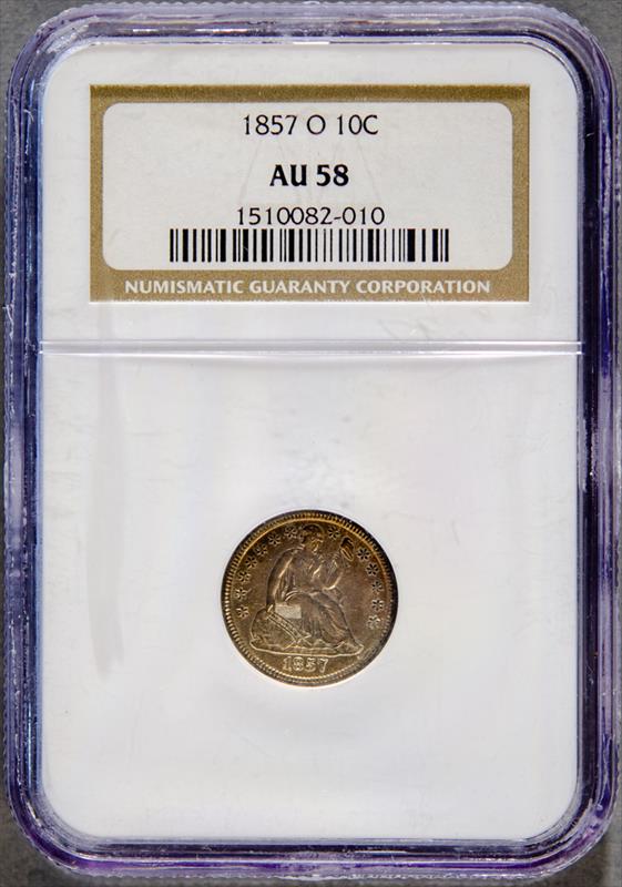 1857-O Seated Liberty NGC AU58