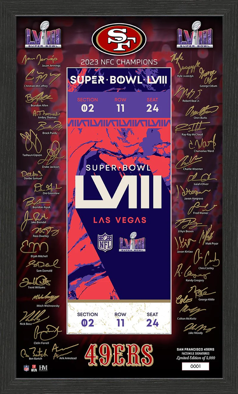 San Francisco 49ers Super Bowl LVIII Signature Ticket Frame 