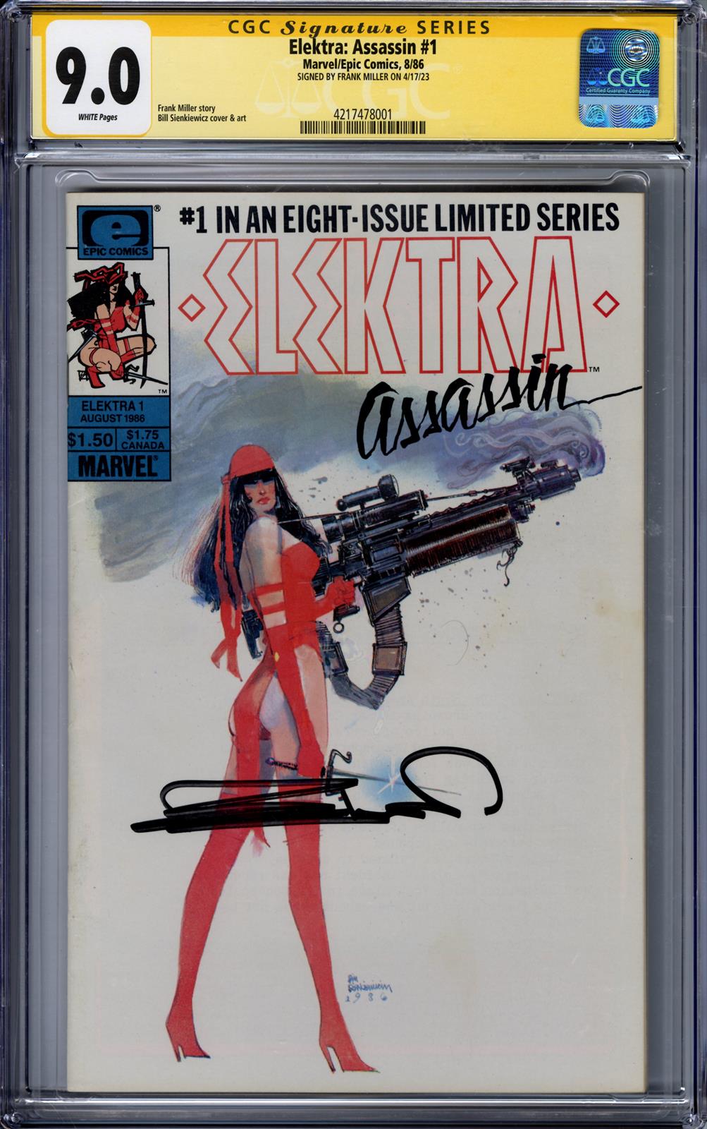 Elektra: Assassin #1 CGC Signature Series 9.0 (Marvel, 1986) Signed by Frank Miller 