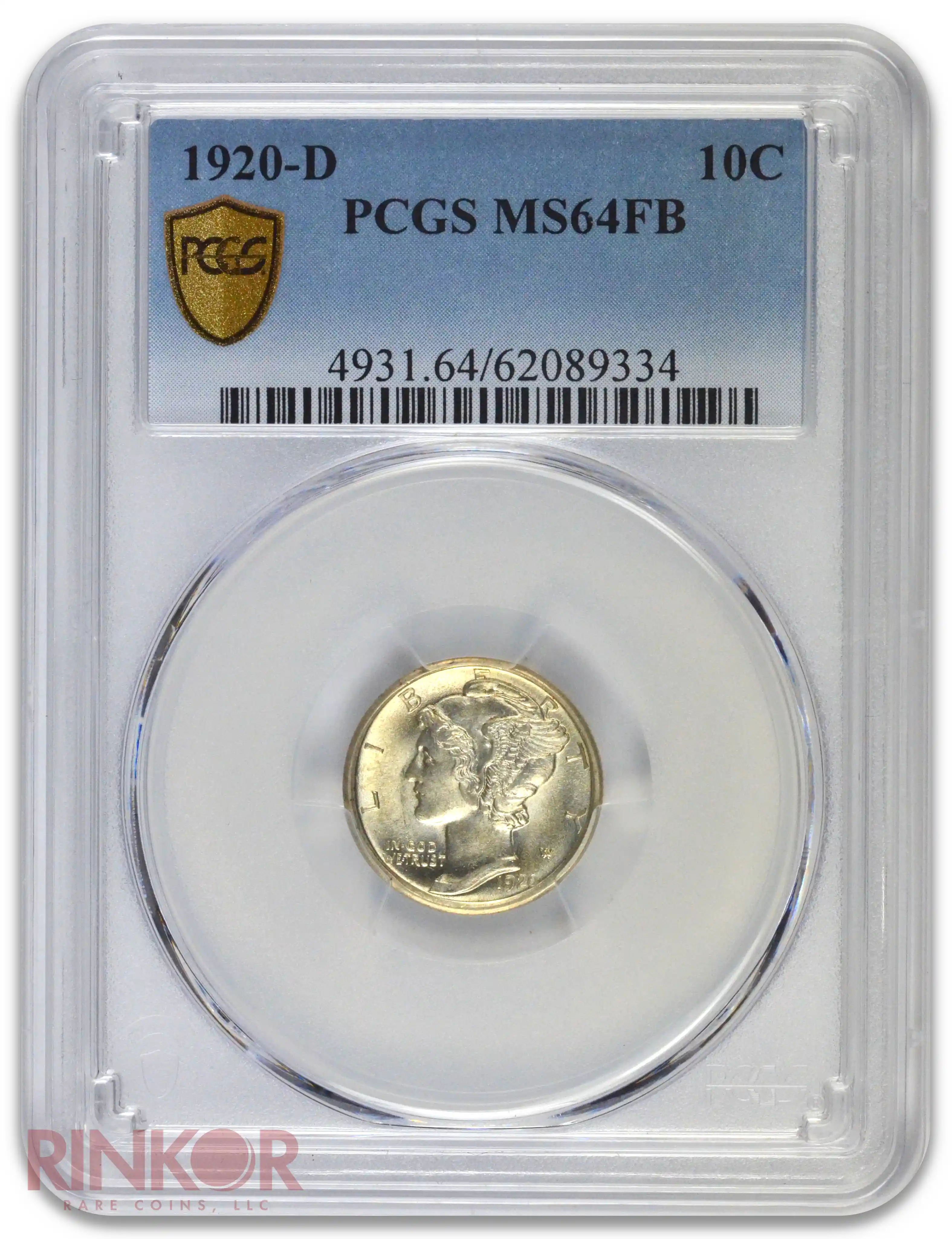 1920-D Mercury Dime PCGS MS 64 FB