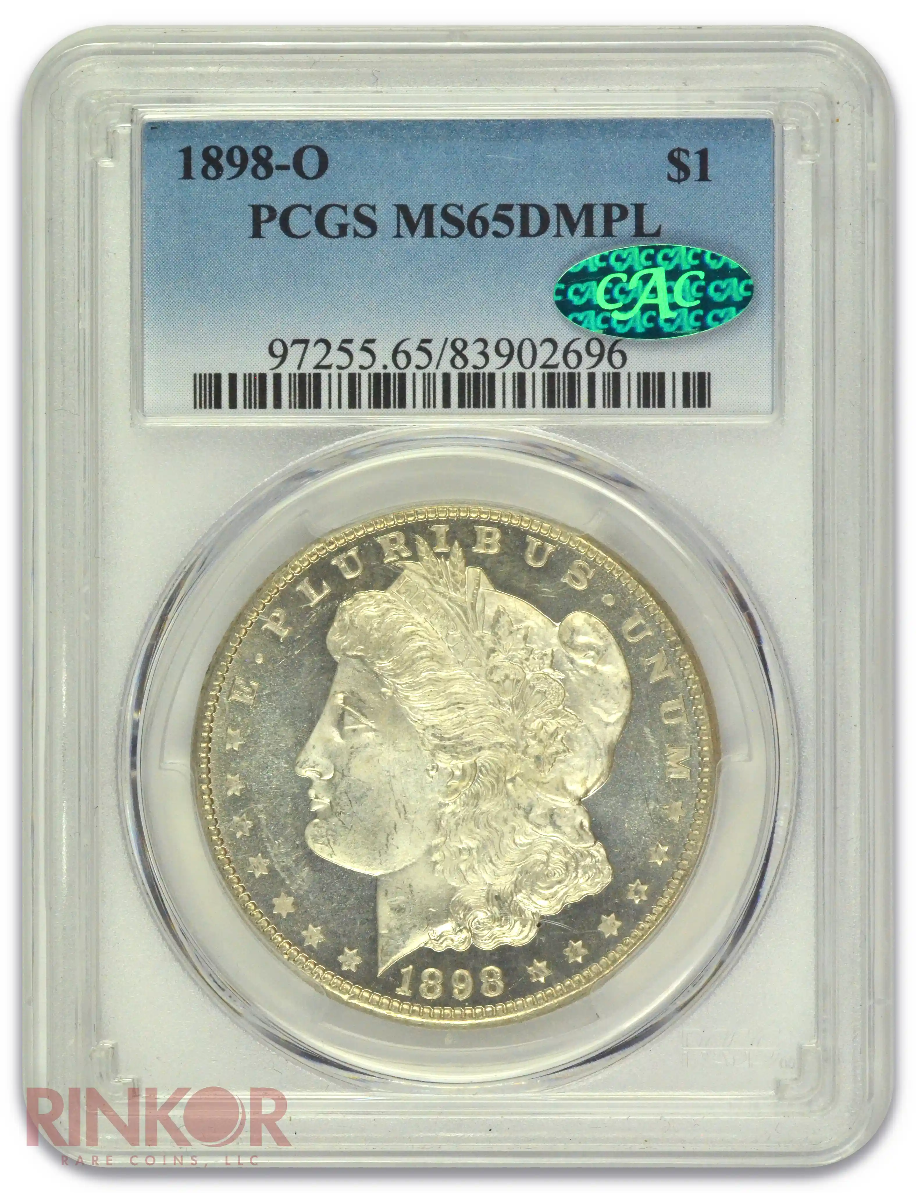 1898-O $1 Morgan Dollar PCGS MS 65 DMPL CAC