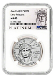 2022 $100 1oz. American Platinum Eagle, ER, MS69, NGC