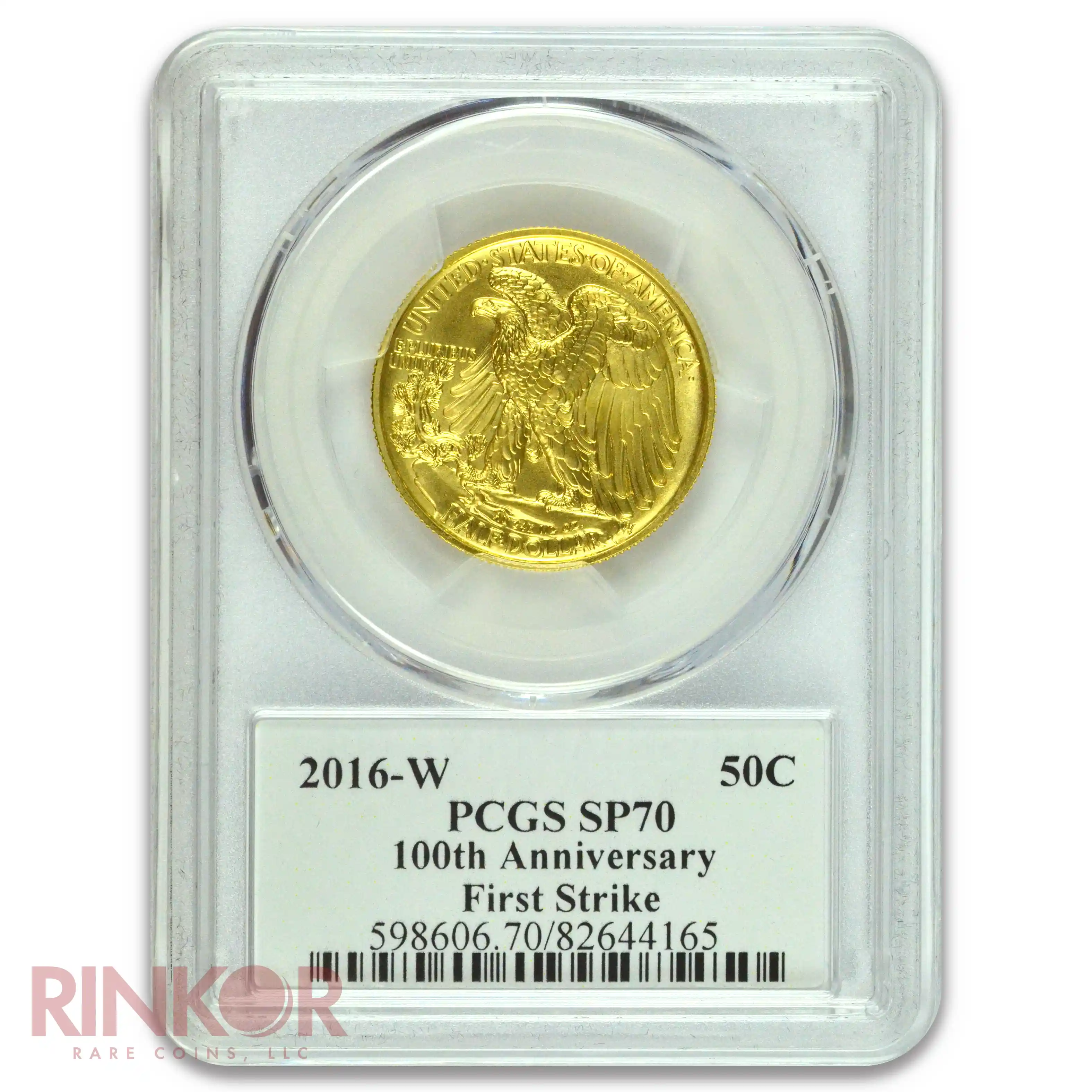 2016-W Gold 1/2oz Walking Liberty Half Dollar 100th Anniversary First Strike PCGS SP 70
