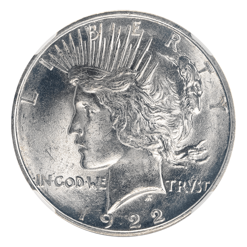 1922-D Peace Silver Dollar, NGC  MS 63 - Lustrous and White