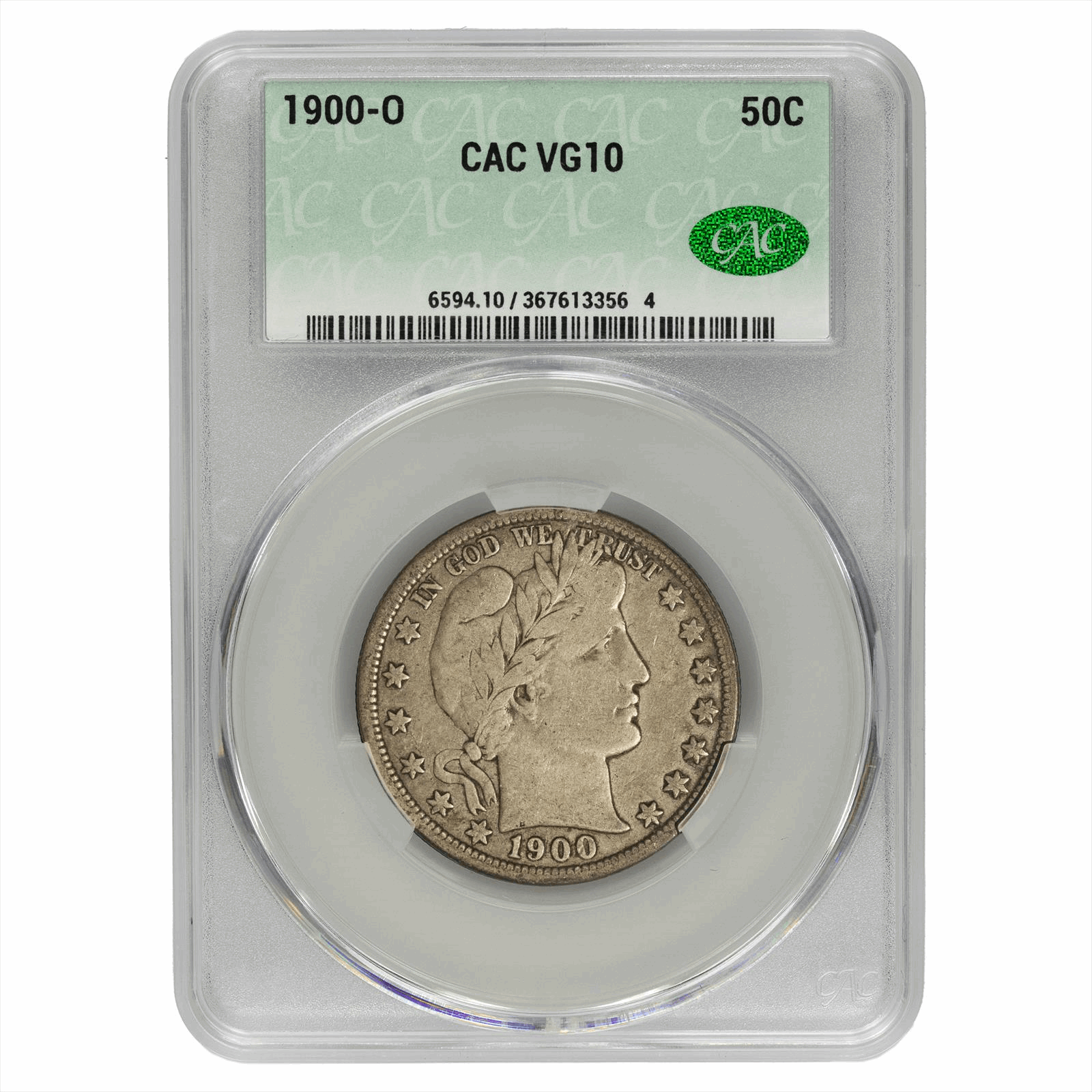 1900-O Barber Silver Half Dollar 50C CACG  VG 10 CAC