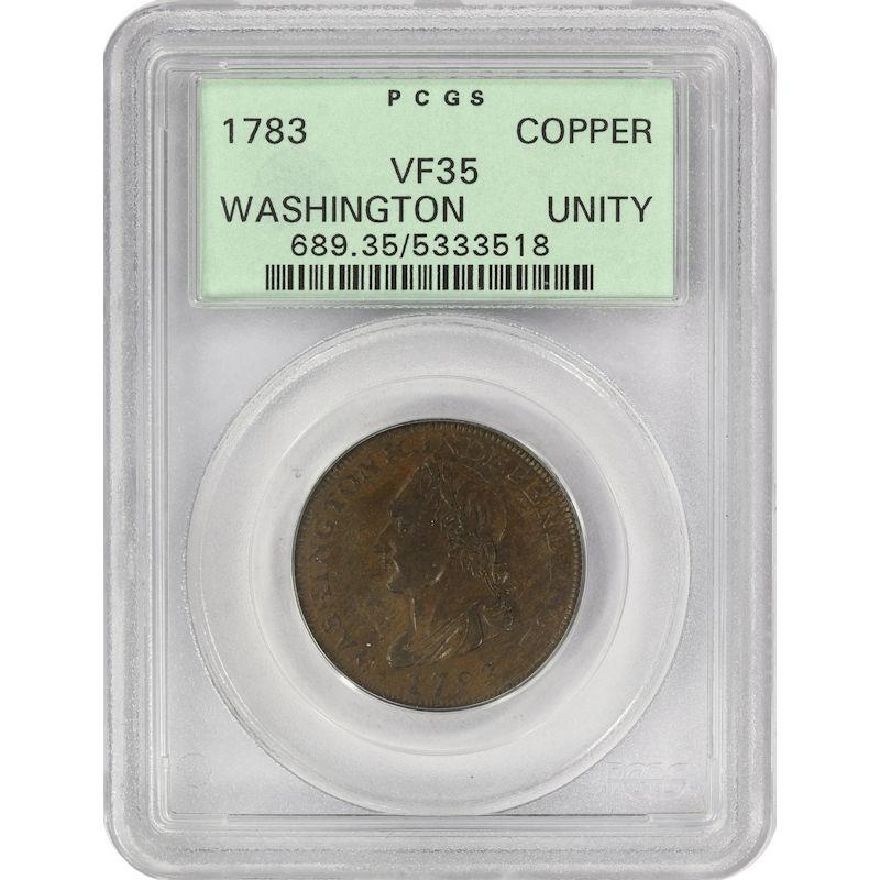 1783 1c Washington UNITY STATES Cent PCGS VF35 - Green Holder