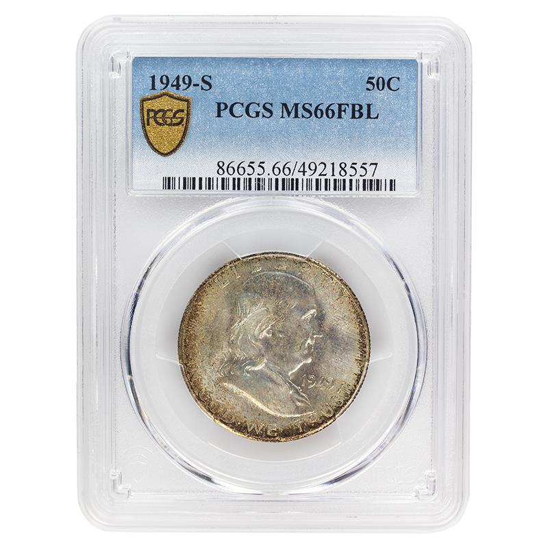 1949-S Full Bell Lines Franklin Half Dollar, 50C PCGS MS 66 FBL