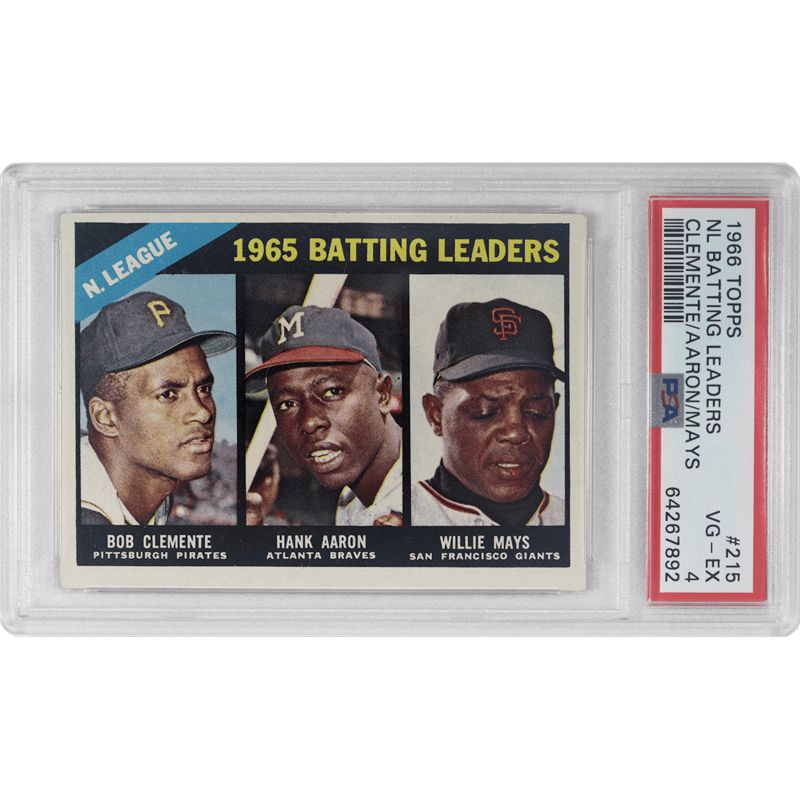 1966 Topps #215 NL Batting Leaders PSA VG-EX 4 Clemente/Aaron/Mays