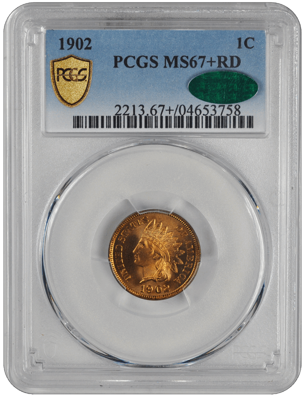 1902 Indian Head PCGS CAC RD 67+