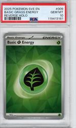 2025 Pokemon SVE En Basic Grass Energy Reverse Holo PSA GEM MT 10 