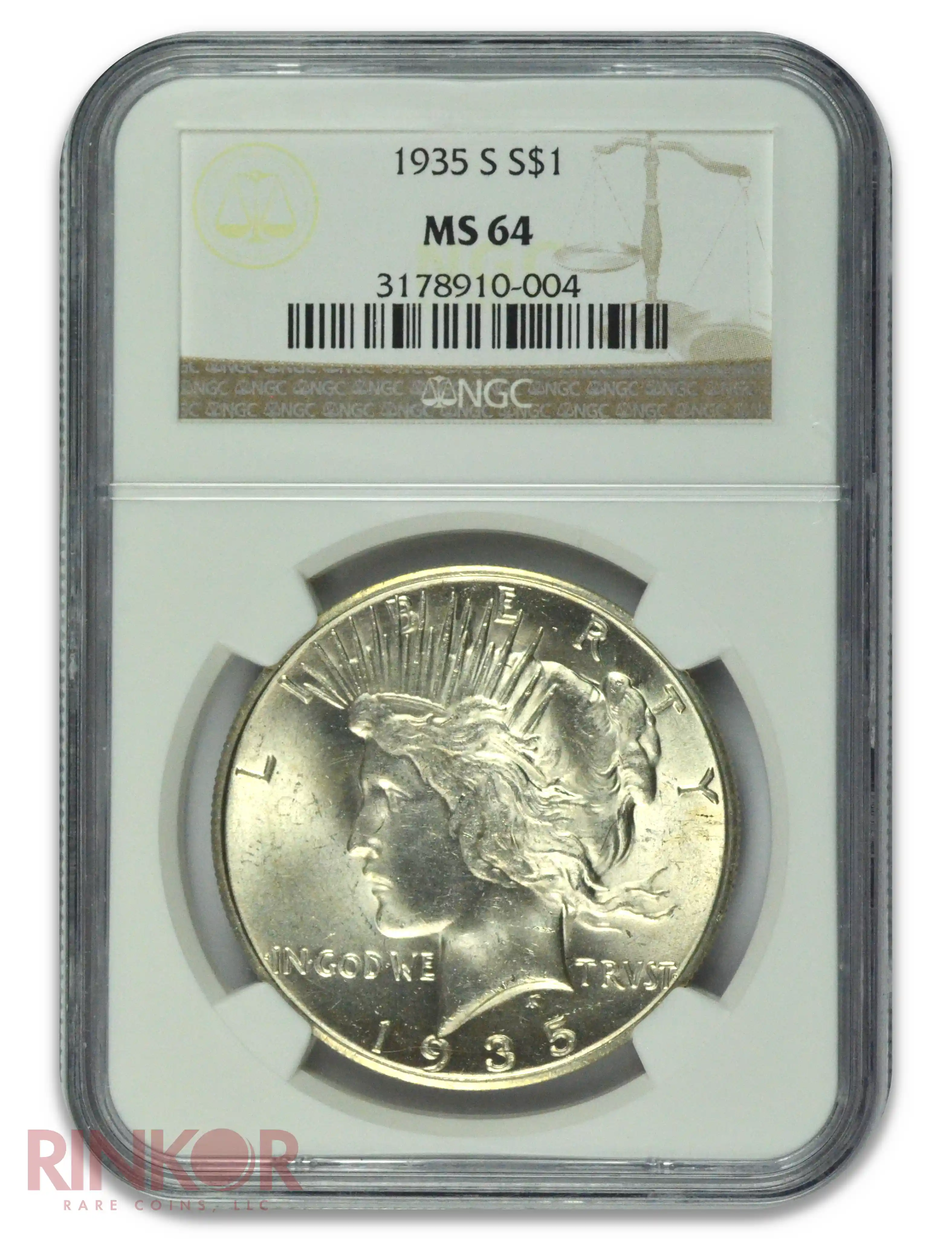 1935-S $1 Peace Dollar NGC MS 64