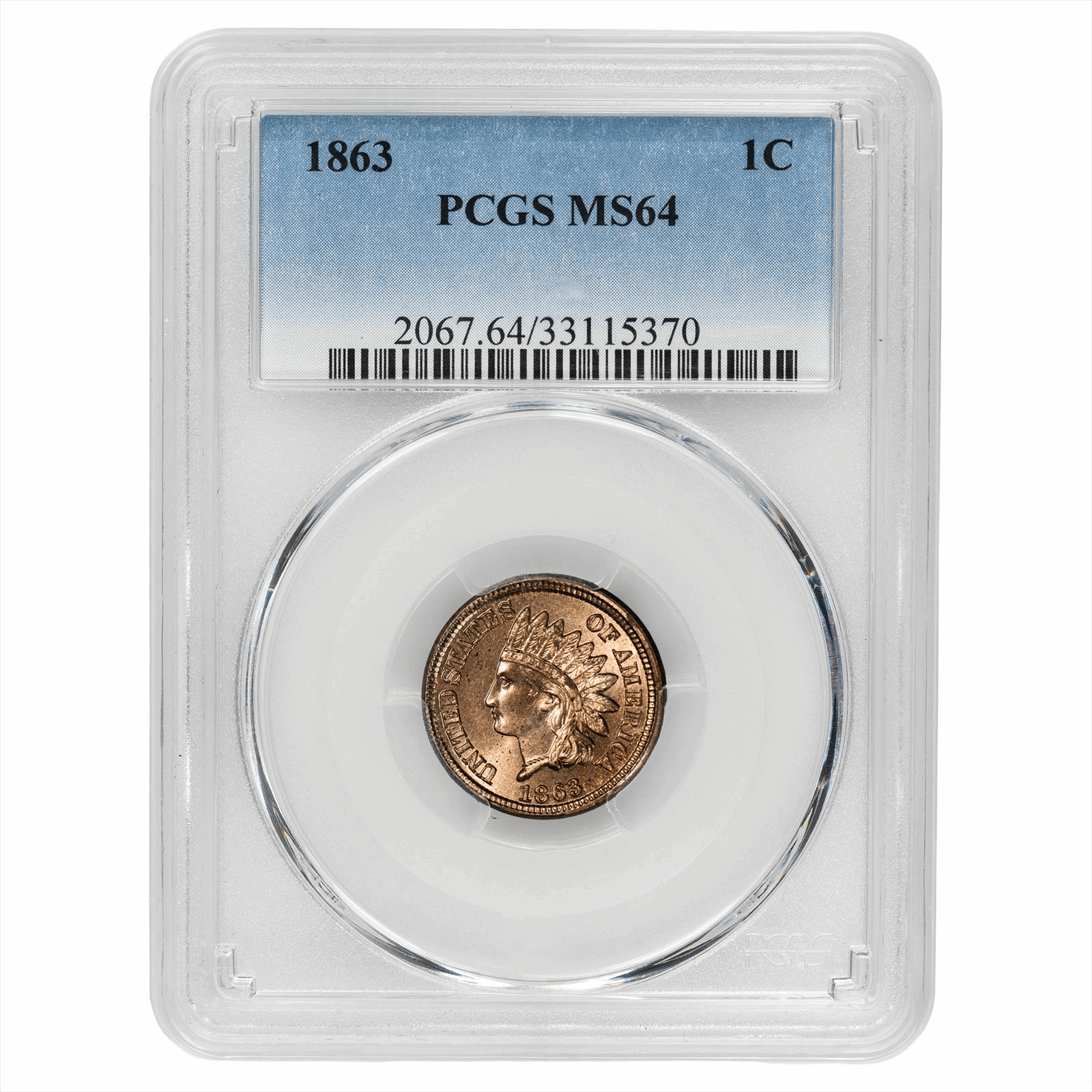 1863 Indian Head Cent 1C PCGS MS 64 