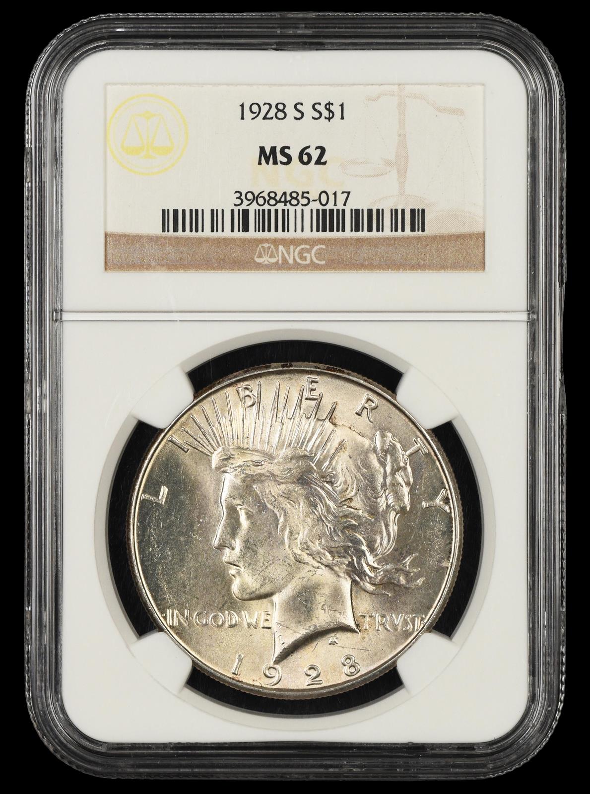 1928 S $1 NGC MS62
