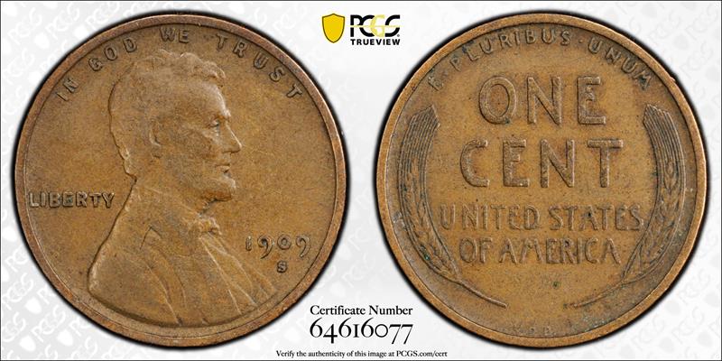 1909-S VDB 1C PCGS XF 40 CAC