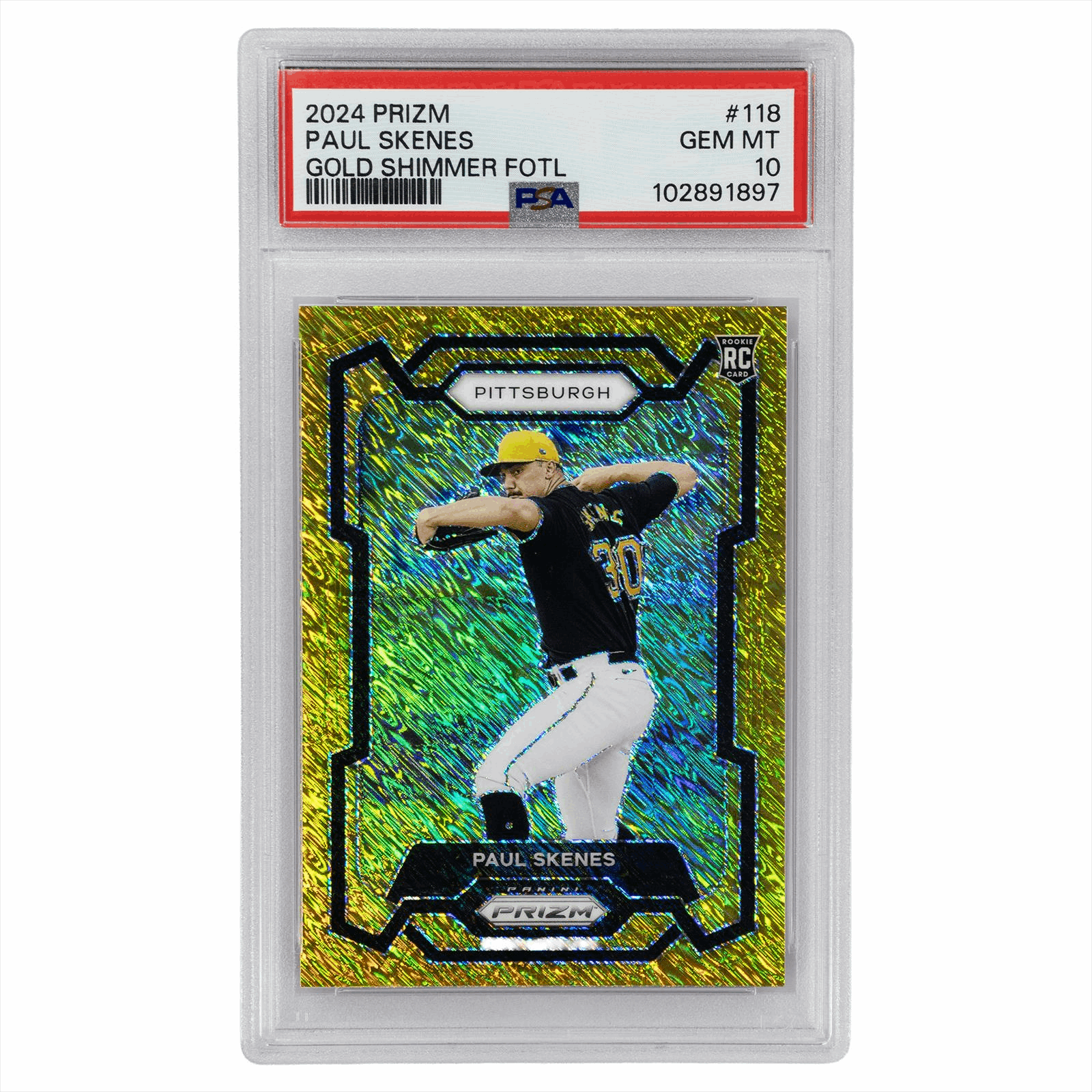 2024 Panini Prizm Paul Skenes Gold Shimmer FOTL #118 PSA GEM MT 10