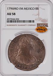 1796 MO FM Mexico 8 Real AU58 WINGS 