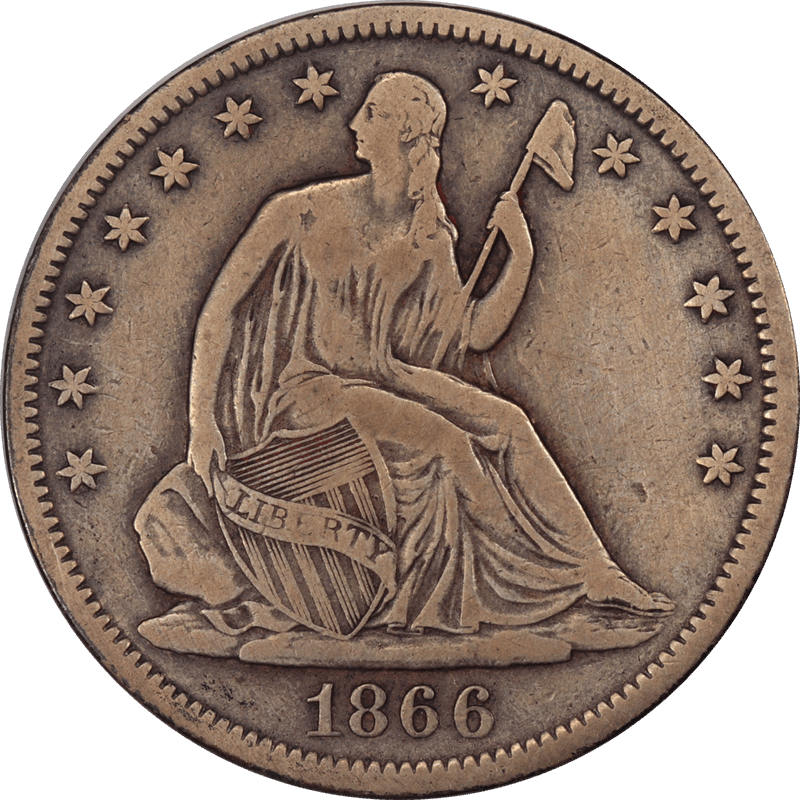 1866-S  Seated Liberty Half Dollar, Raw  Circulated Very Fine - Crusty - No Motto 