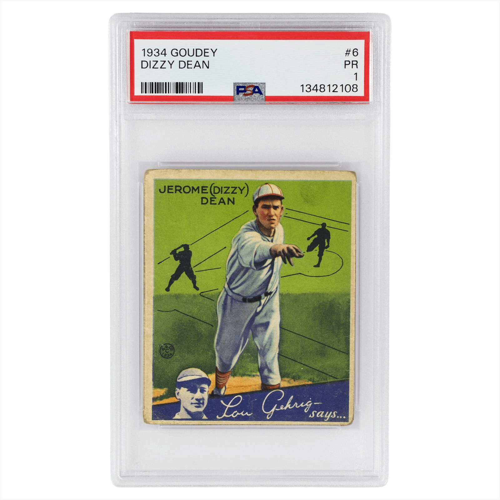 1934 Goudey Dizzy Dean #6 PSA PR 1 Cert #134812108