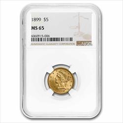 $5 Liberty Head Gold Half Eagle MS65 (Date Varies) 